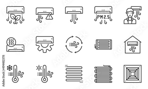 HVAC systems icons vector , air conditioning, indoor air quality,