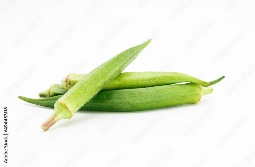 fresh okra isolated on white background, front view fresh okra isolated on white background, front view