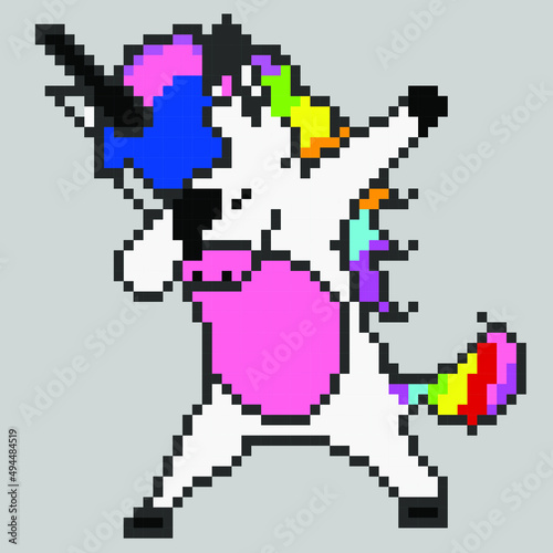 Vector Design Dabbing Unicorn, Pixel