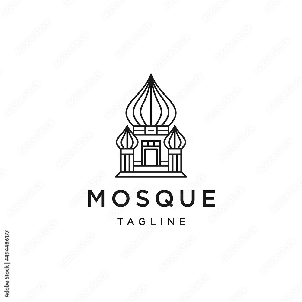 Mosque line logo icon design template flat vector