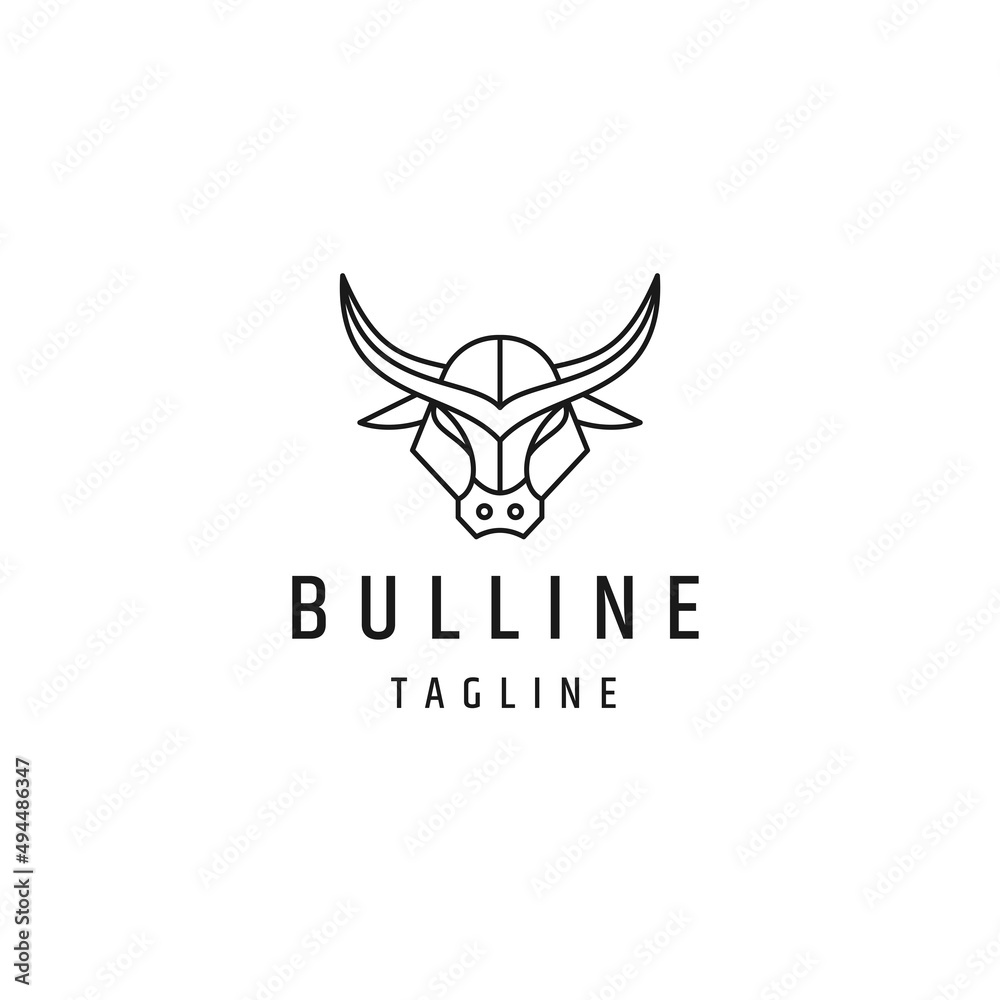 Head bull line logo icon design template flat vector Head bull line logo icon design template flat vector