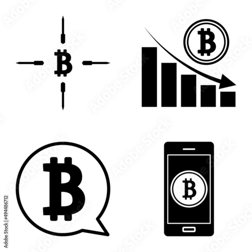 Bitcoins1-2 Flat Icon Set Isolated On White Background