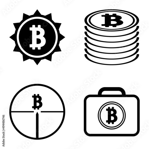 Bitcoins1-2 Flat Icon Set Isolated On White Background