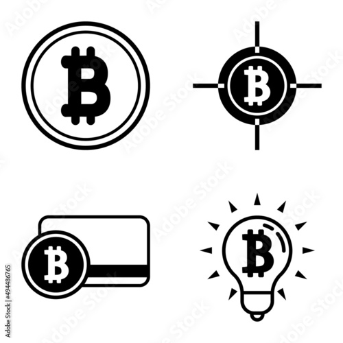 Bitcoins1-2 Flat Icon Set Isolated On White Background