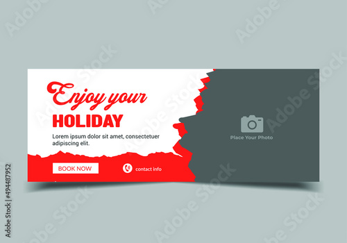 Holiday travel social media banner, design for ads, web banner template