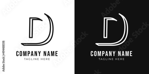 Initial letter d monogram logo design template. Creative outline d typography and black colors.