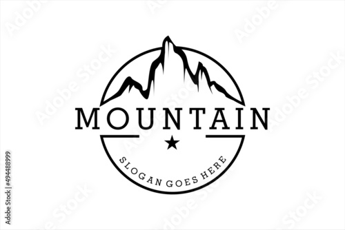 Mountain Landscape with Focus Square Lens Frame for Adventure Outdoor Nature
