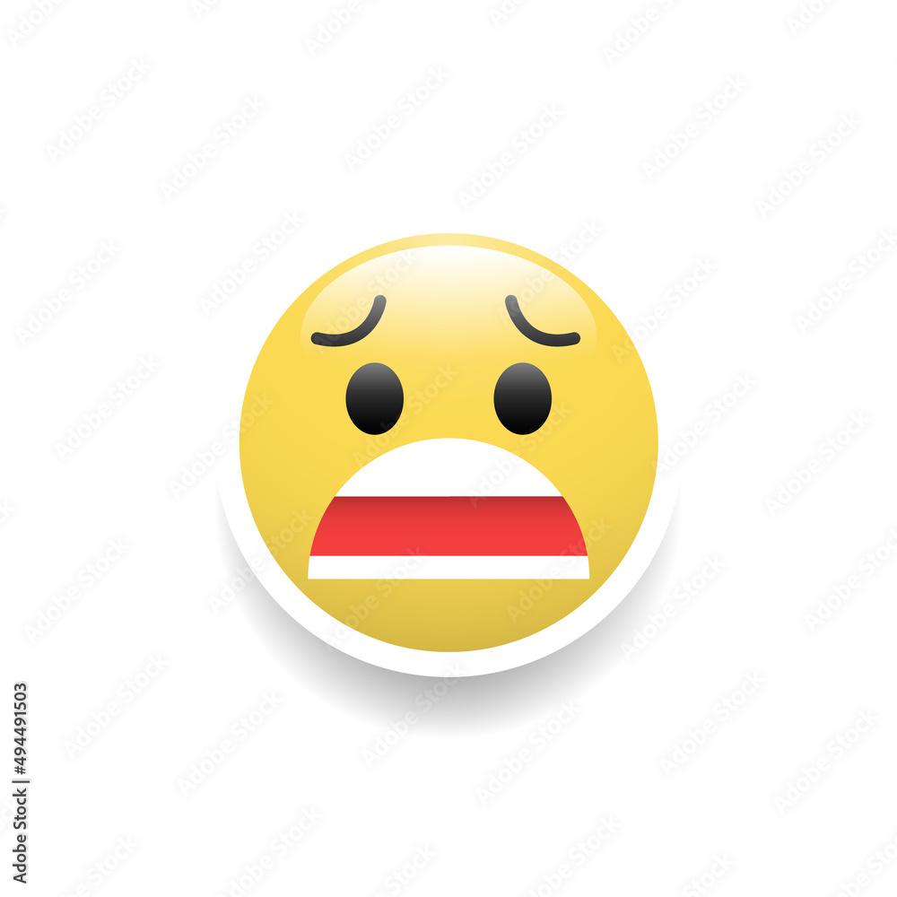 Fototapeta premium Anxious face emoticon, Vector and Illustration.