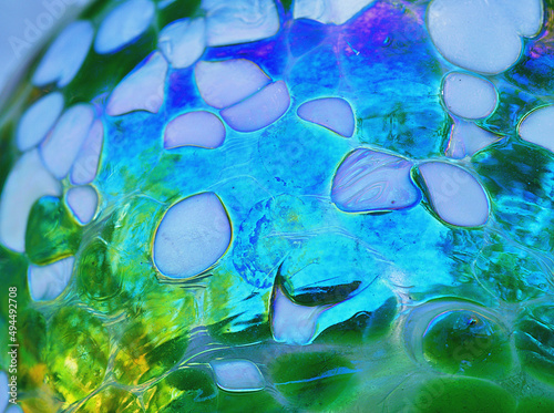 Closeup of a blown glass ball with glass inlays