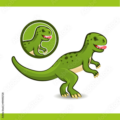 Fototapeta Naklejka Na Ścianę i Meble -  Vector illustration of a young dinosaur. Premium logo