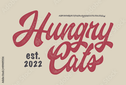 Hungry Cats. Script Font. Vector