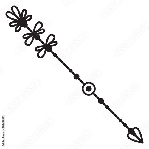 Decorative arrow. Ornamental ethnic design. Elegant doodle