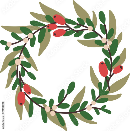 Christmas Wreath Colored Illustration