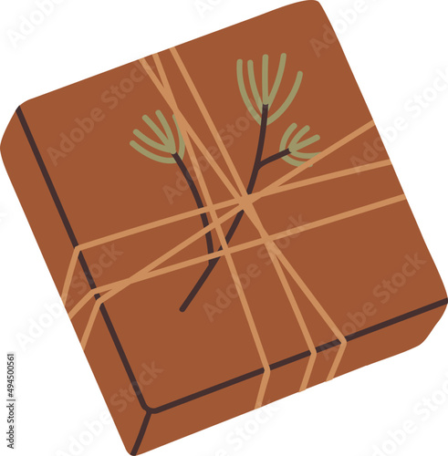Christmas Craft Gift Box Colored Illustration
