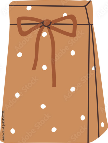 Cute Gift with Tied Bow Colored Illustration