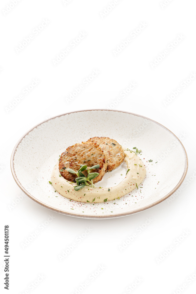 fish cakes with garnish fish cakes with garnish