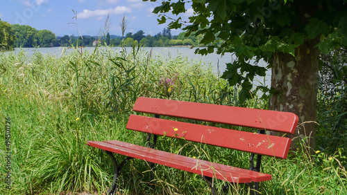 Schilderij op canvas Romantic bench/Banc romantique
