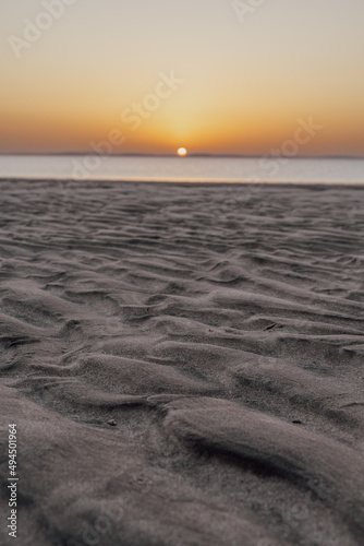 Sunset in Sealine with beautiful sand pattern emerged due to low tide. © MSM