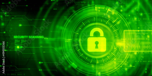 2d illustration Safety concept: Closed Padlock on digital background
