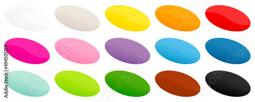 Set Fünfzehn Diagonale Preisaufkleber Oval Bunt