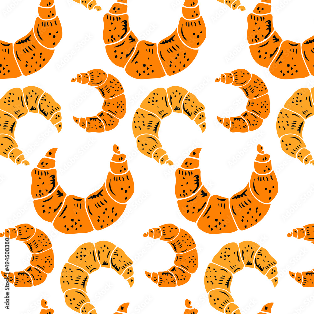 Fototapeta premium Cute seamless pattern with different croissants