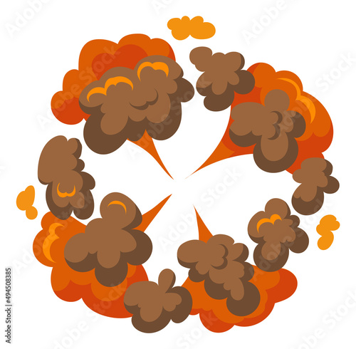 Explosive burst comic effect. Cartoon boom clouds