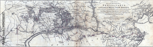 Canvas Map of Pennsylvania and New Jersey from Atlas of the battles of the American Rev