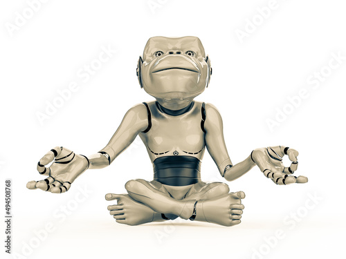 Canvas Print cyber monkey is doing yoga