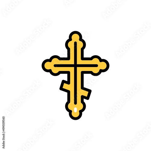 Cross jesus line color icon. Isolated vector element. Outline pictogram for web page, mobile app, promo