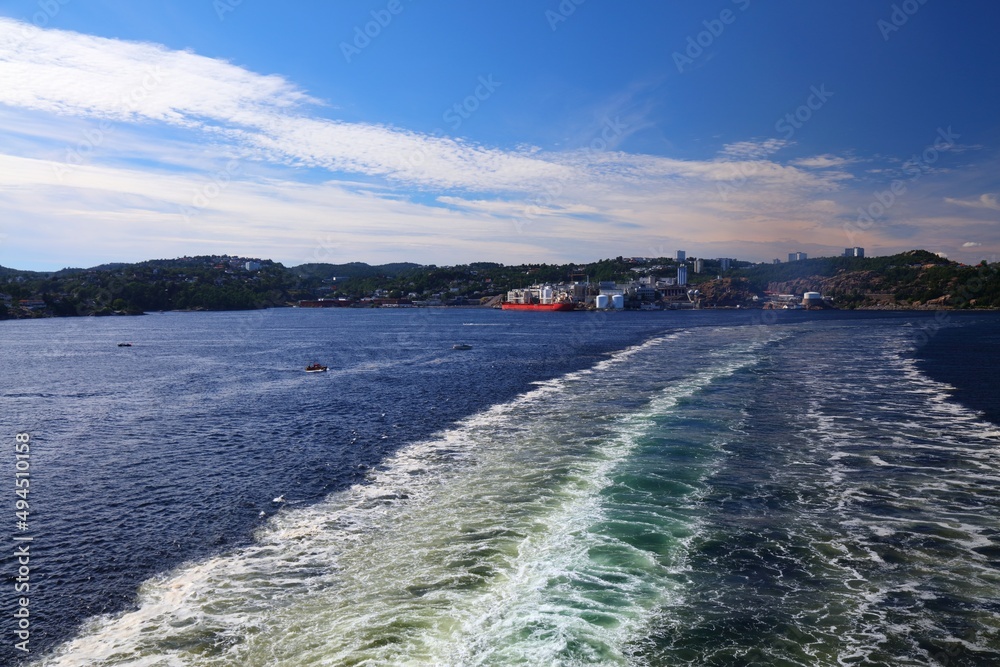 Cruise ship wake in Norway