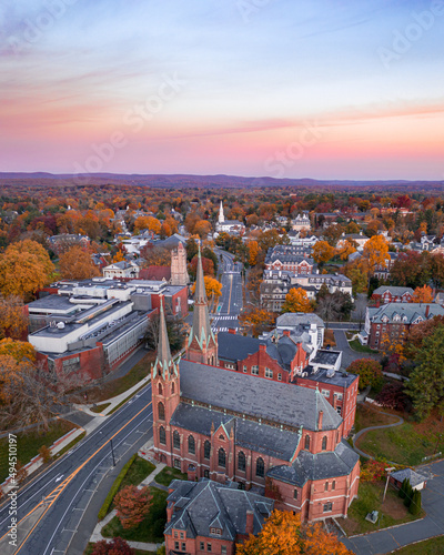 Beautiful view of the autumn trees in Northampton, Massachusetts, New England, USA photo