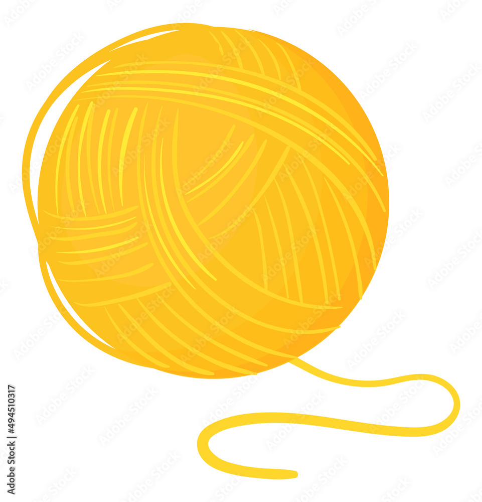 Knit ball icon. Yellow wool cartoon yarn Stock Vector