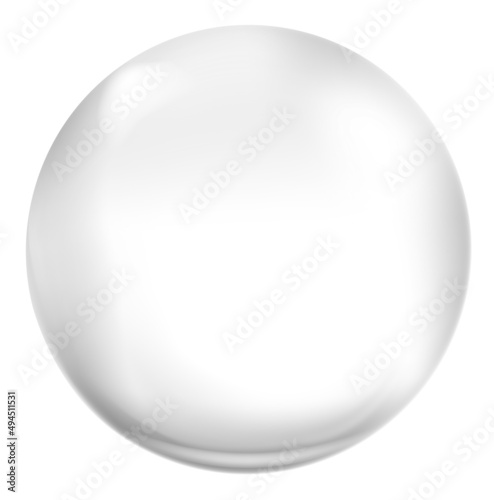 Glass sphere. Transparent glossy ball with realistic shadow