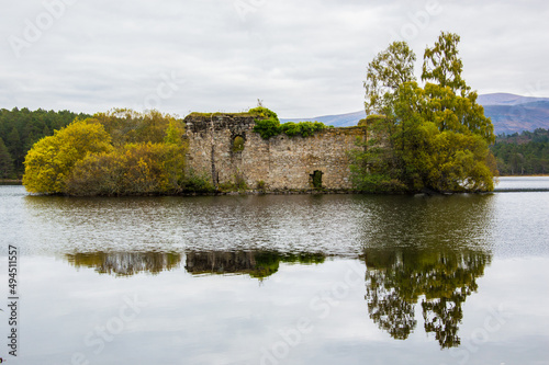 View of Loch an Eilein, located in Scotland in Cairngorms National Park photo