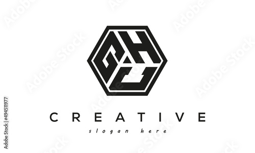 creative Three letters GHC square logo design photo