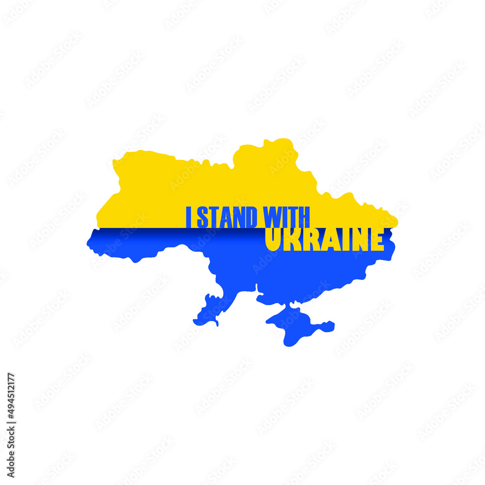 Obraz premium I stand with Ukraine. I stand with Ukraine map illustration. I stand with Ukraine's vector illustration. I stand with Ukraine flat illustration.