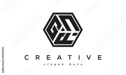 creative Three letters GNF square logo design photo