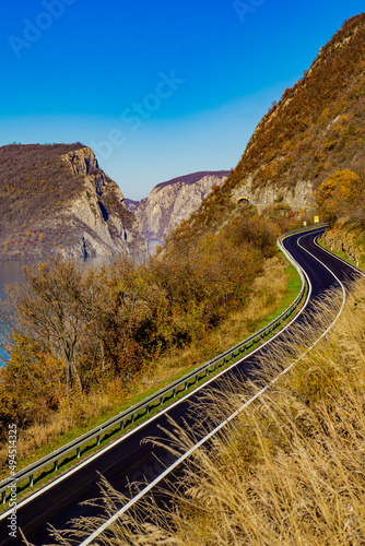 Danube roadway at Djerdap in Serbia