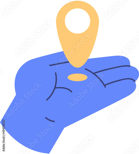 Hand with Geolocation Sign Cartoon Illustration