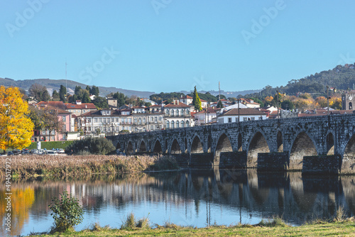 Riverside view towards the city of Ponte de Lima, Portugal photo