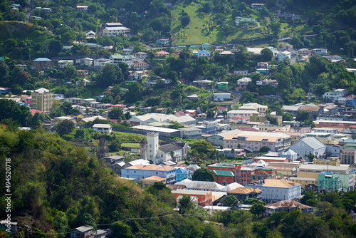 Panoramic view of Kingstown in Saint Vincent, Caribbean Islands photo