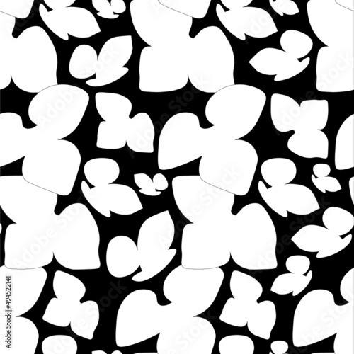 White leaves liverwort on black seamless pattern stock vector illustration for web, for print, for fabric print
