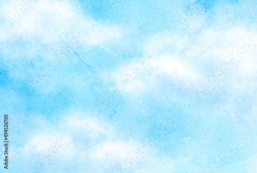 水彩絵の具のテクスチャ　青　空
