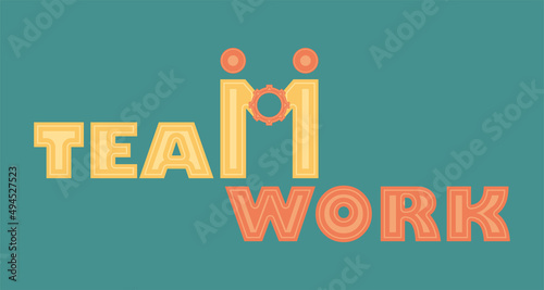 Teamwork word connected with gear pieces Business Vector