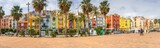 Panorámica Fachadas de vivos colores de las casas de la Playa de Villajoyosa o Villa Joiosa