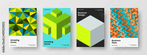 Colorful geometric shapes company identity layout set. Isolated postcard vector design illustration bundle.