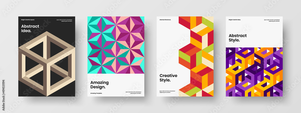 Amazing geometric tiles company identity concept bundle. Creative banner A4 vector design template collection. Amazing geometric tiles company identity concept bundle. Creative banner A4 vector design template collection.