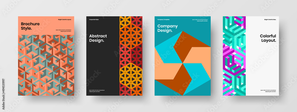 Modern presentation vector design layout bundle. Simple geometric shapes postcard template set.