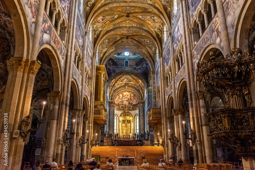PARMA, ITALY, 13 JUNE 2021 Beautiful and colorful interior of the Parma Cathedral