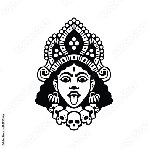 Kali Goddess portrait illustration, emblem 